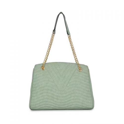 Light Green Vegan Leather Chain Strap Quilting Shoulder Bag