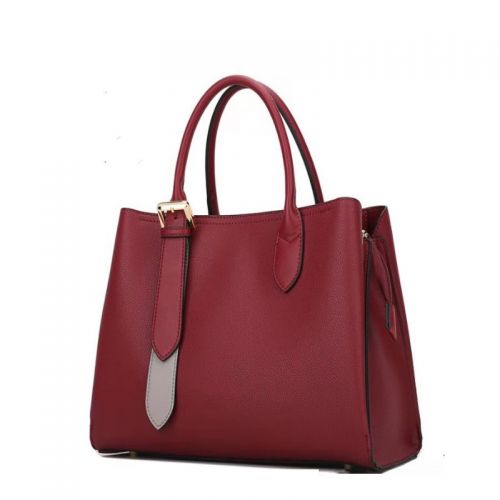 Burgundy polyurethane Top Handles Women Handbags 